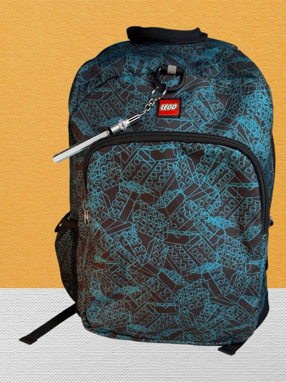 LEGO Heritage Classic Kids 16" Backpack Blueprint Brick Print Black Blue School